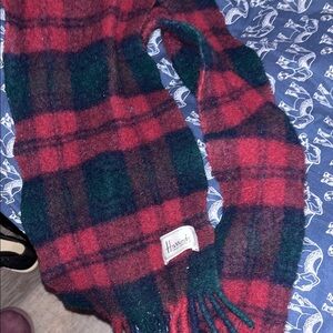 VINTAGE LIKE NEW HARRODS Red and Green Plaid Scarf